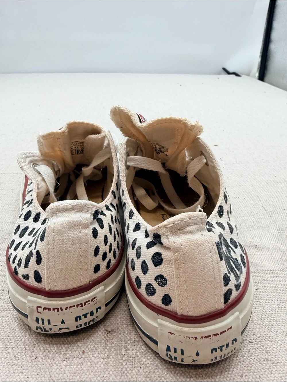 Converse White Canvas Polka Dot Low-Top Sneakers - Picture 9 of 10